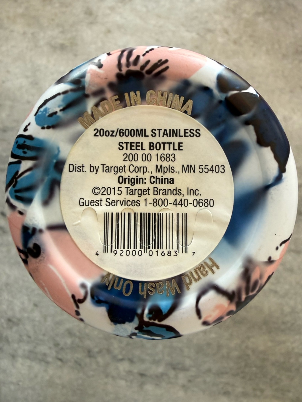 Floral Stainless Steel Water Bottle - White, Pink & Blue - Picture 6 of 6